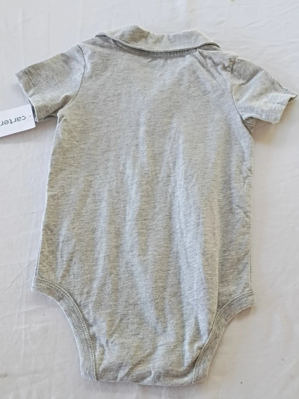 NWT Carter's Heather Gray Polo-Style Baby Bodysuit with Anchor Patch Sz 18 Month